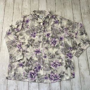 ❤️VNTGE WOMENS BONWORTH BUTTON FRONT FLORAL BLOUSE